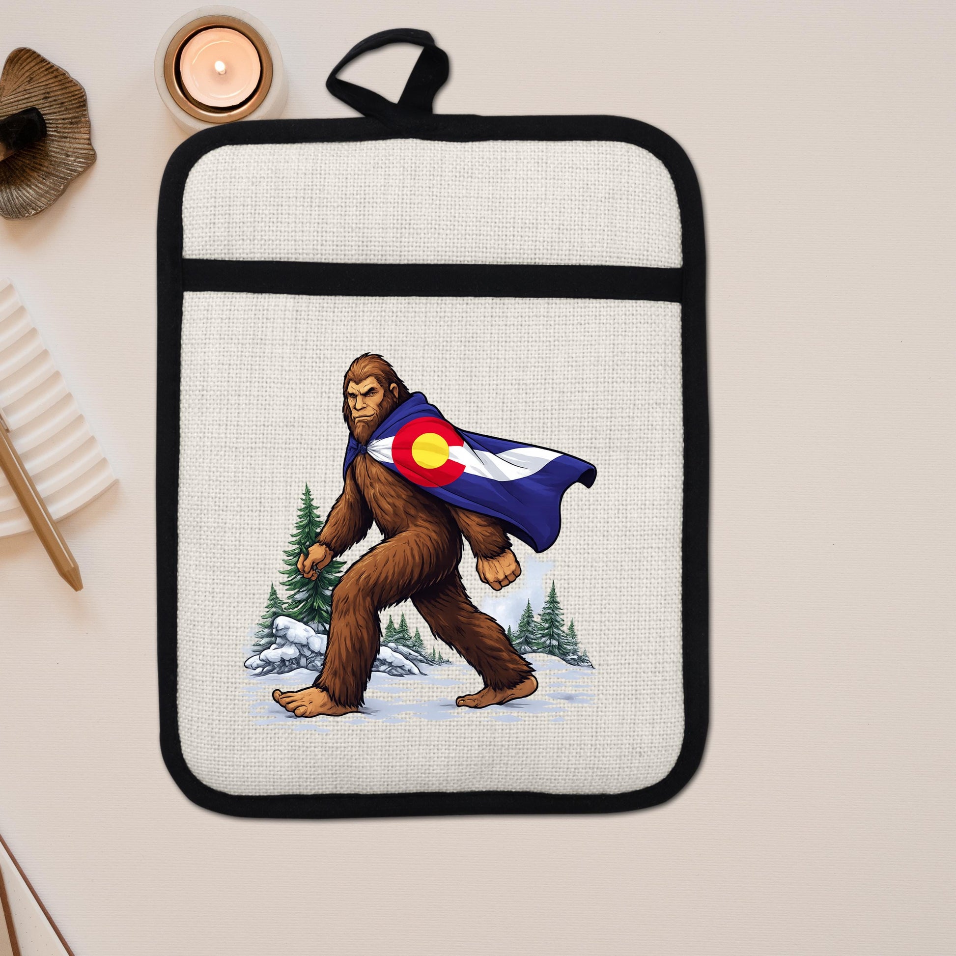 Sasquatch Pot Holder | Colorado Kitchen Decor - Bigfoot Oven Mitt & Heat Resistant Trivet - additional product photo 17