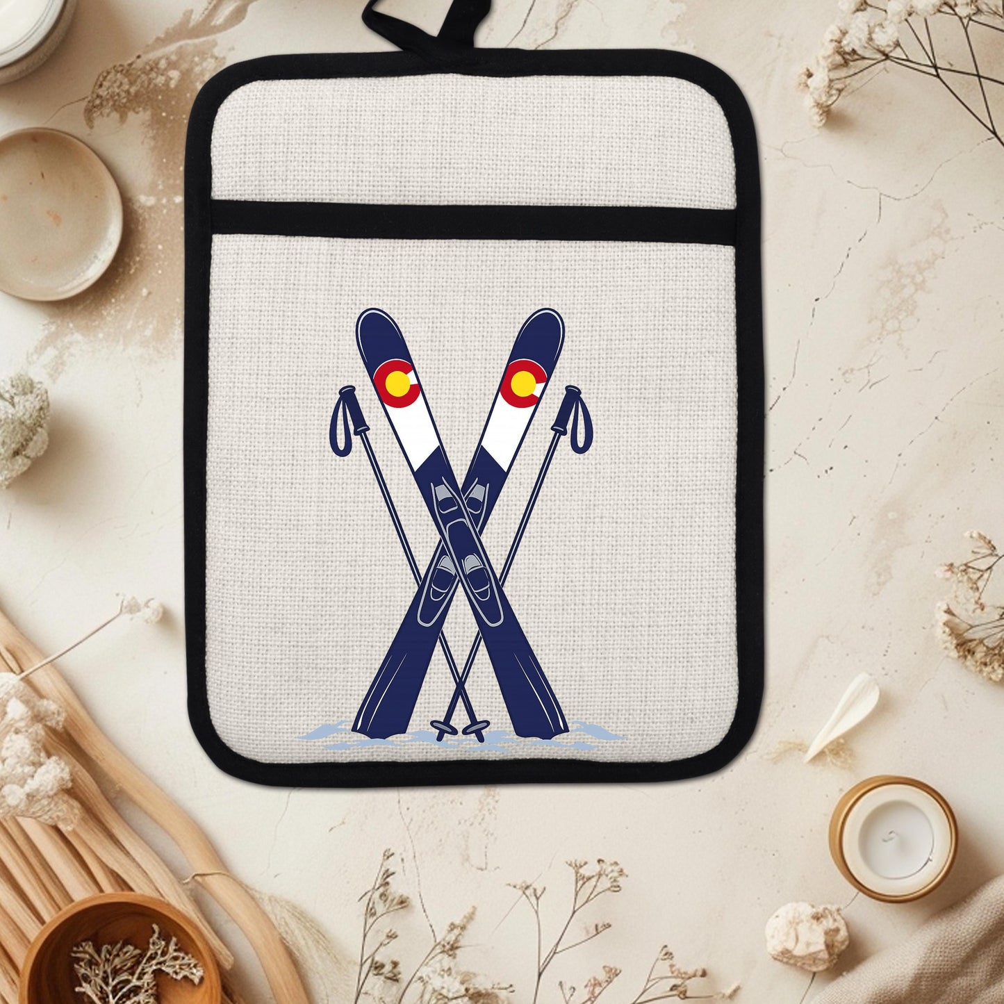 Ski Oven Mitt – Heat Resistant Silicone Pot Holder With Loop | Colorado Kitchen Decor