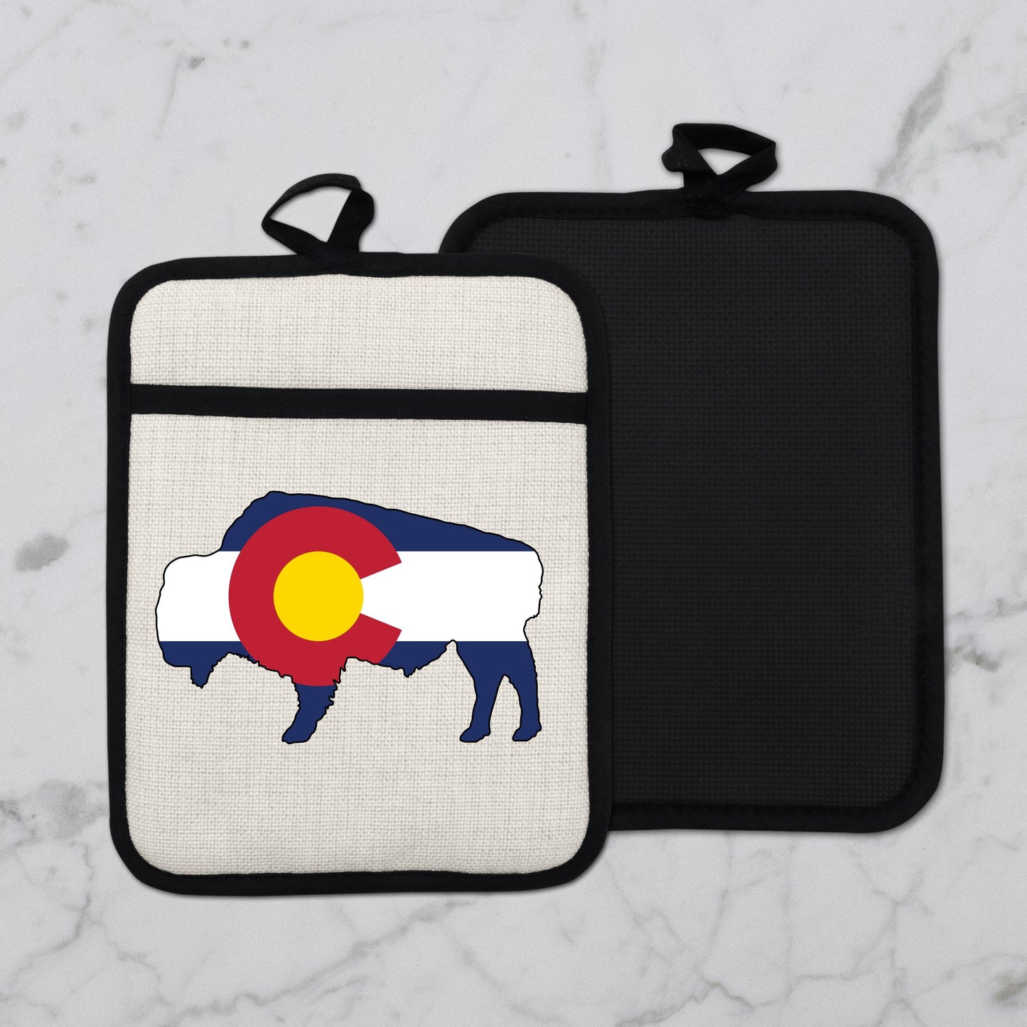 Bison Pot Holder – Colorado Pot Holder With Linen & Silicone, Heat Resistant Trivet