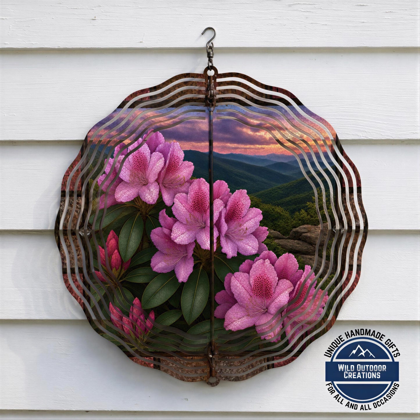 West Virginia Rhododendron Wind Spinner State Flower Mountain Sunset Garden Outdoor Decor Gift