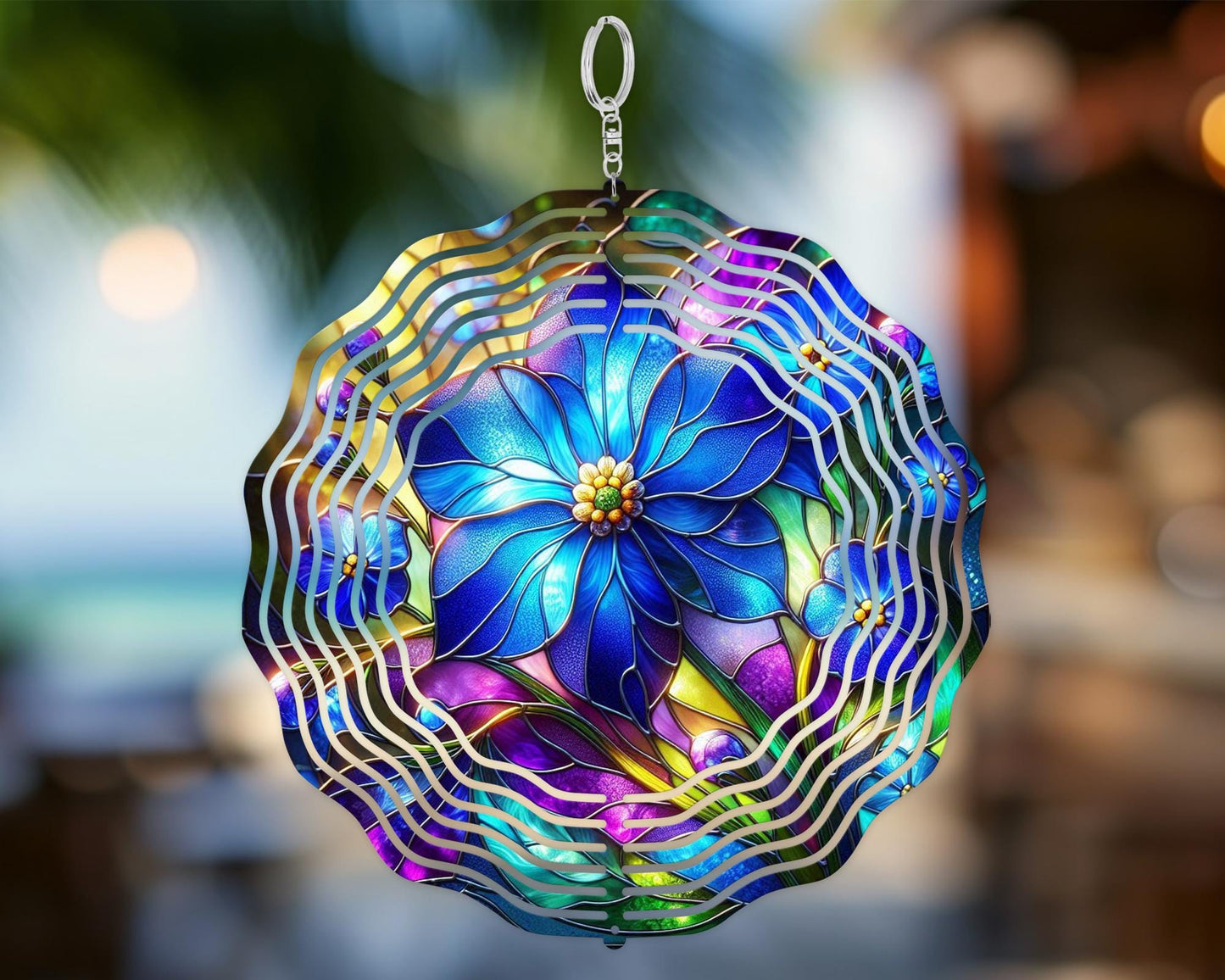 Forget-Me-Not Wind Spinner – 10 Inch Aluminum Garden Kinetic Art with 360 Degree Rotation