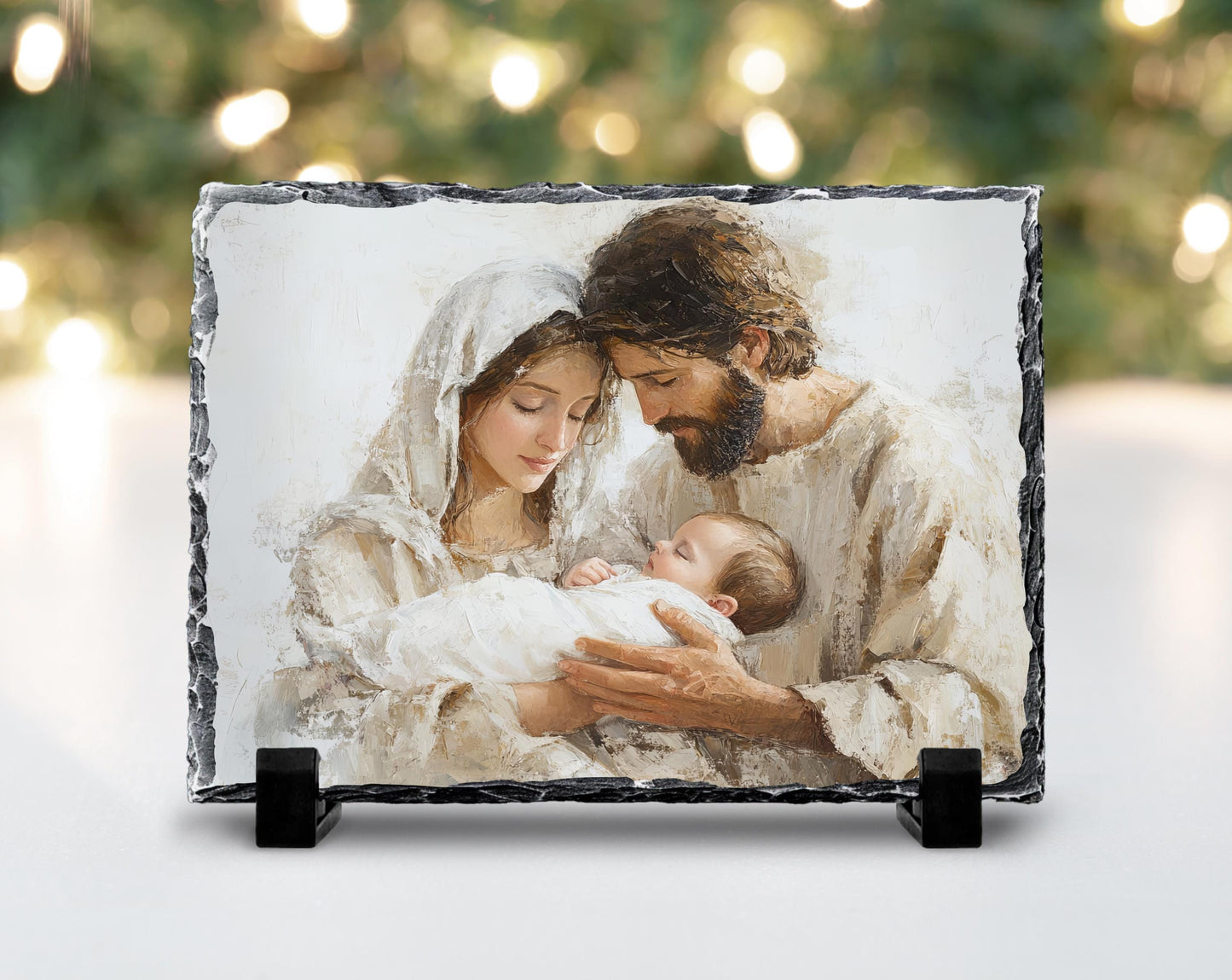 Fractured Edges Slate Nativity Scene Print - Spiritual Christian Gift for Holidays and Celebrations