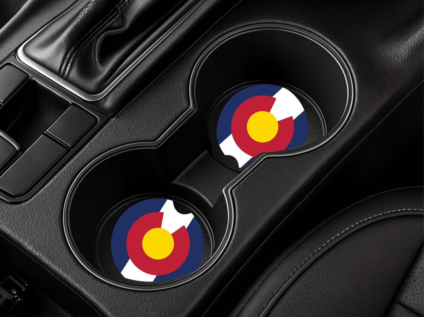 Colorado Circle Logo Sandstone Car Coasters, Unique Gifts for Him, Car Cup Holder