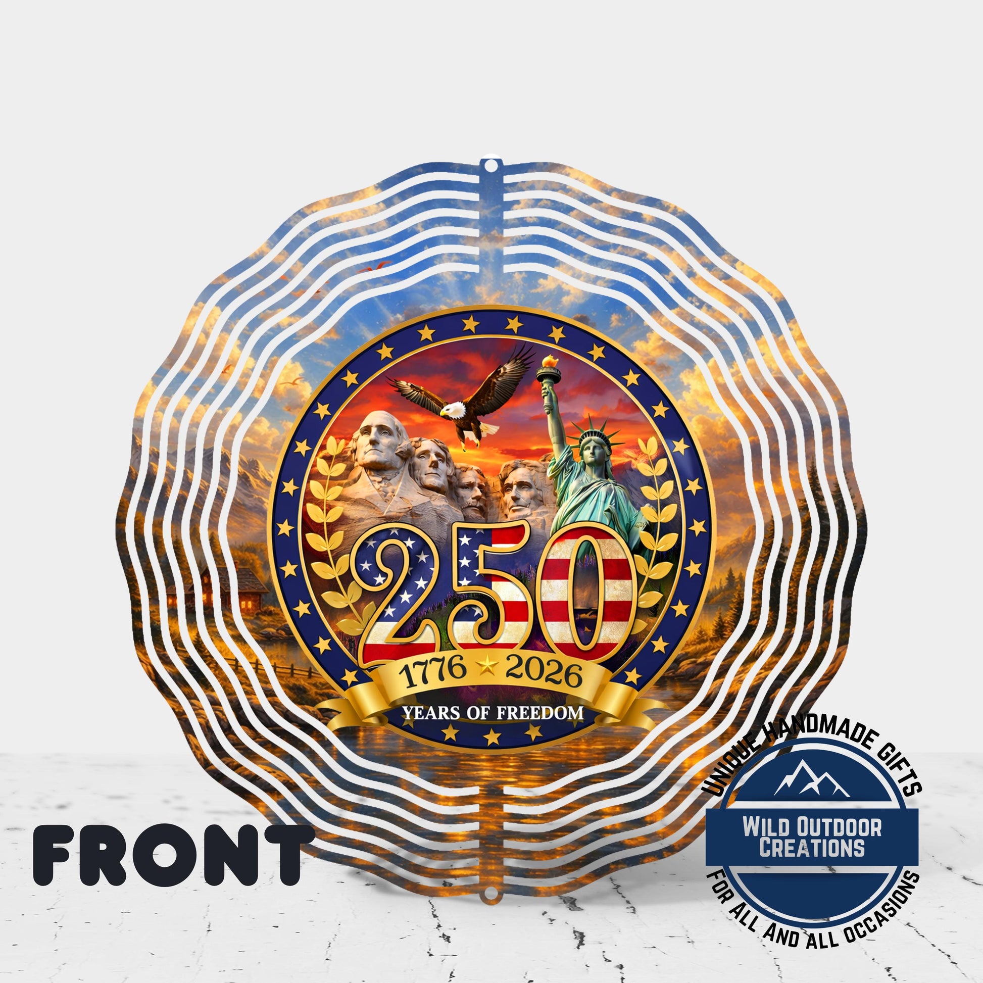 USA 250th Anniversary Wind Spinner – Patriotic Outdoor Decor | Aluminum Garden Spinner - back side design view