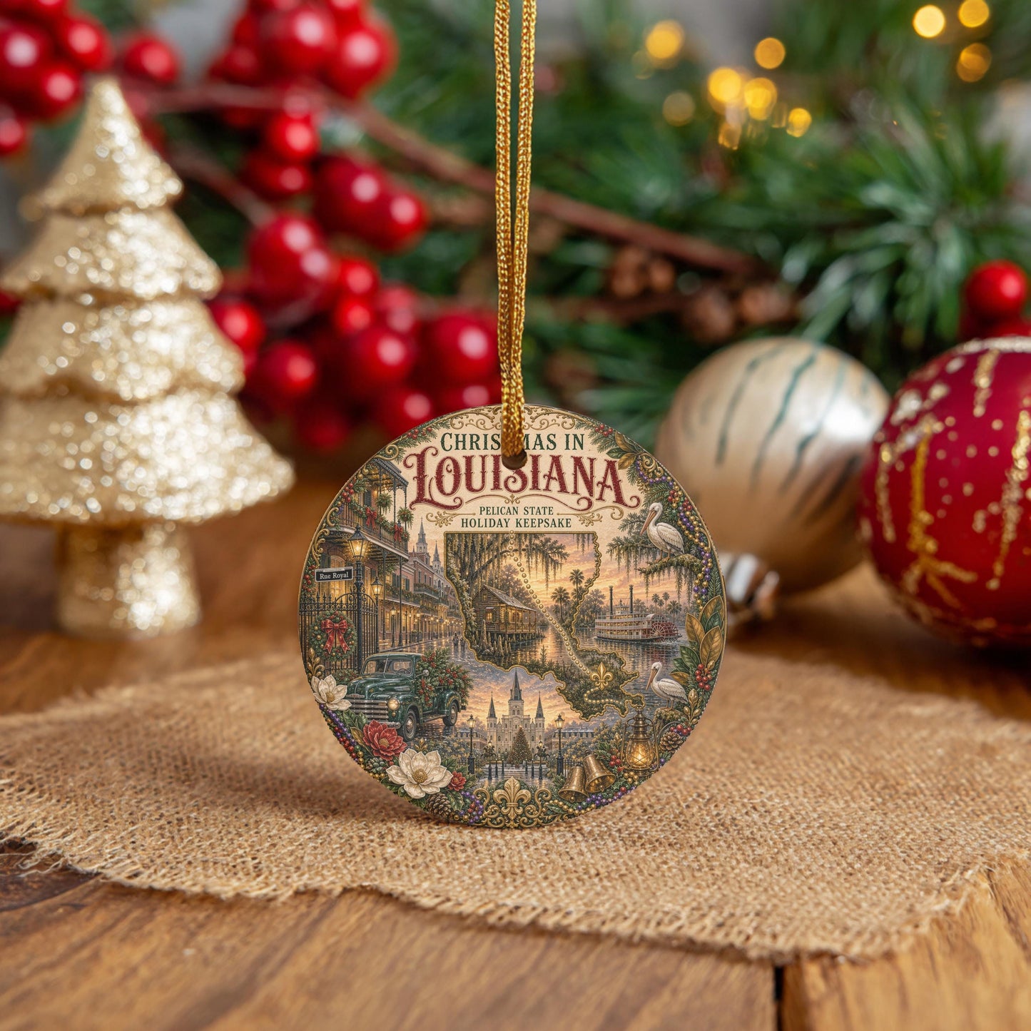 Louisiana Christmas Ornament | French Quarter Ceramic Keepsake