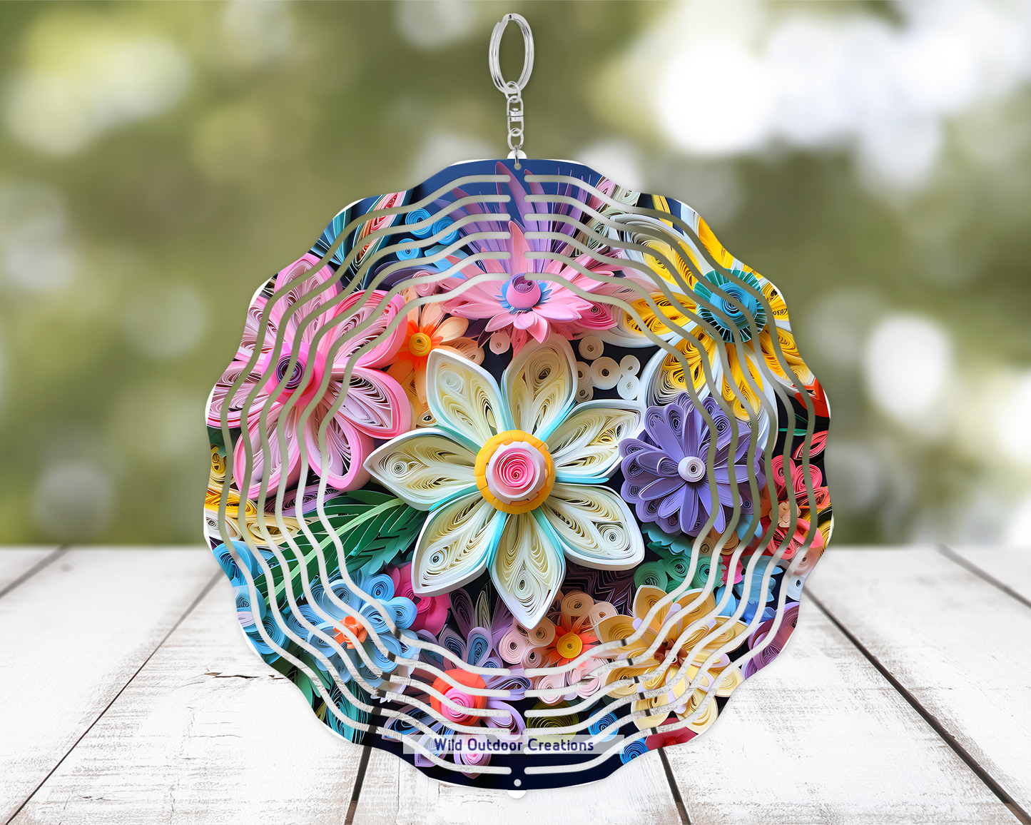 Pastel Floral 3D 10'in Wind Spinner, Unique Gifts for Her