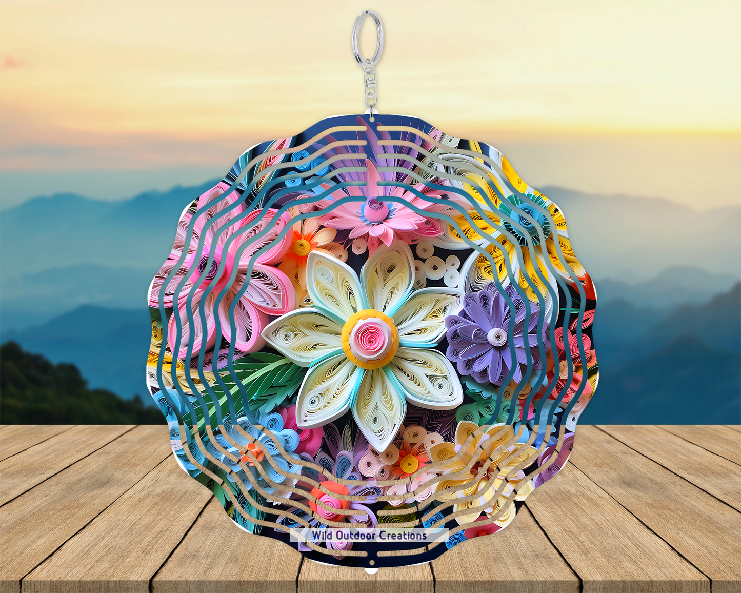 Pastel Floral 3D 10'in Wind Spinner, Unique Gifts for Her