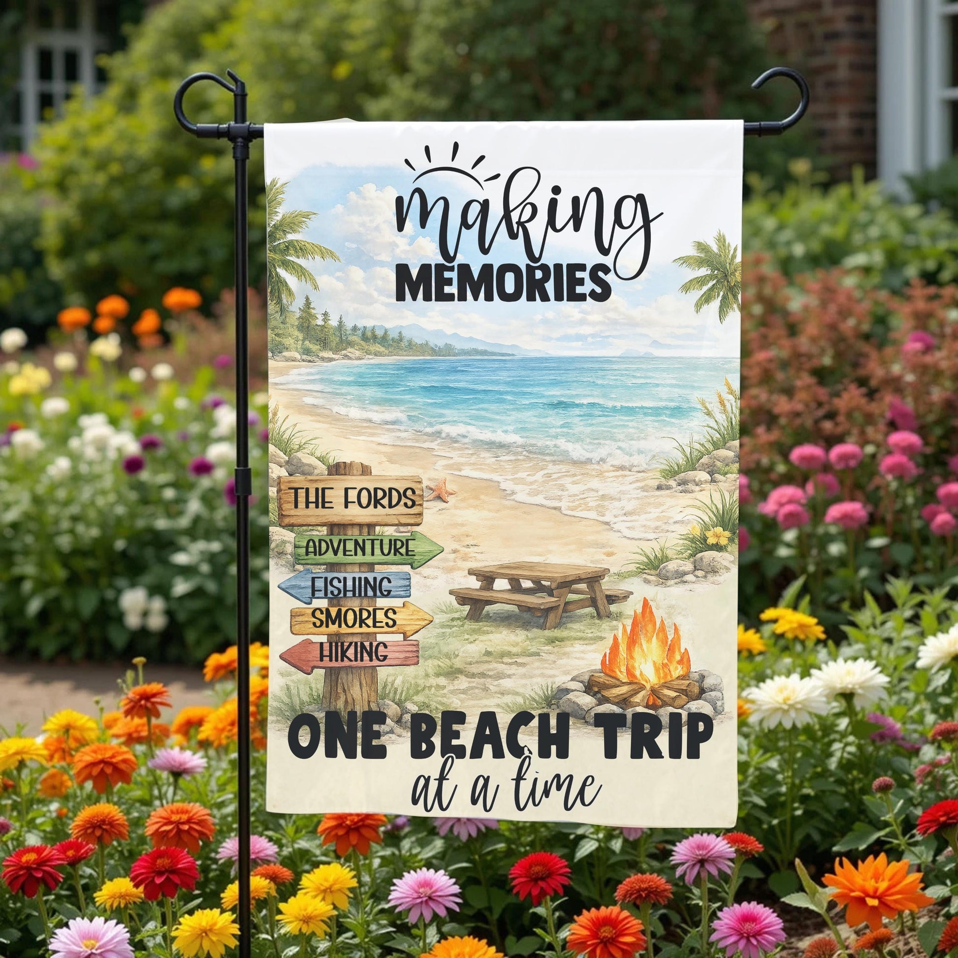 Personalized Beach Garden Flag – Coastal Summer Decor | Double Sided 12x18