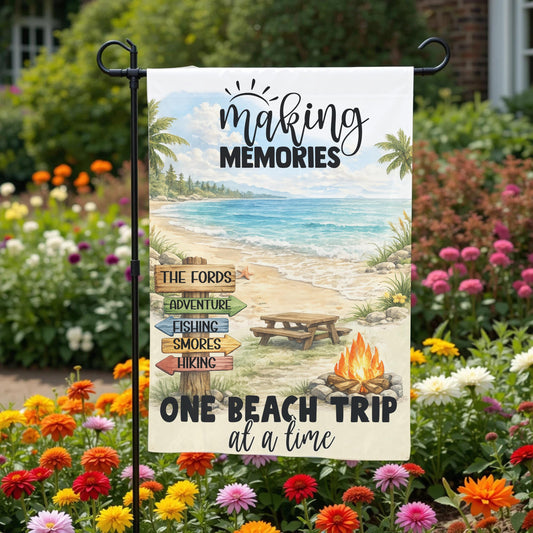 Personalized Beach Garden Flag – Coastal Summer Decor | Double Sided 12x18