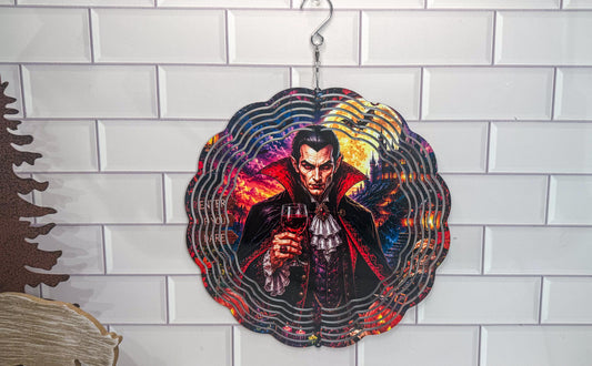 Halloween Wind Spinner, Dracula 10 Inch, 360 Swivel Porch Decor