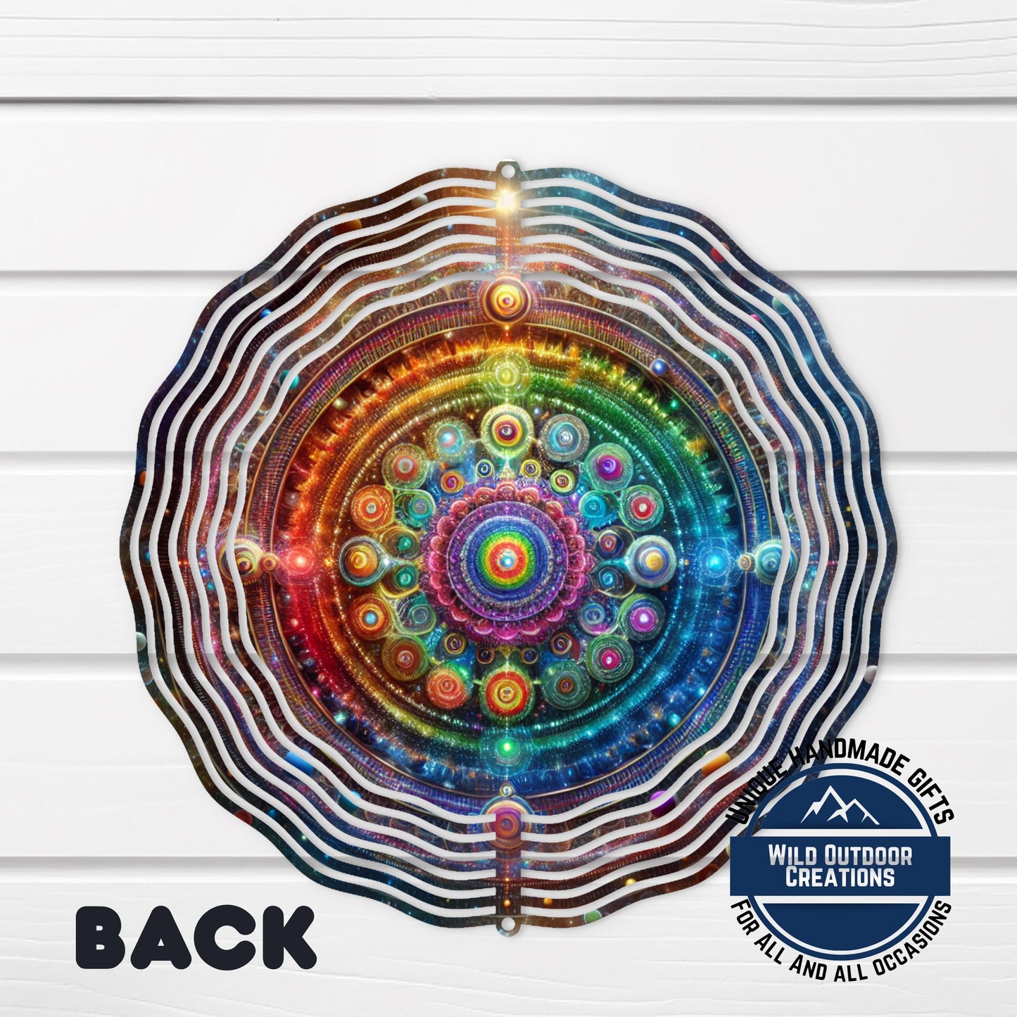 Neon Mandala Wind Spinner - Boho Garden Decor | Double Sided Aluminum Spinner