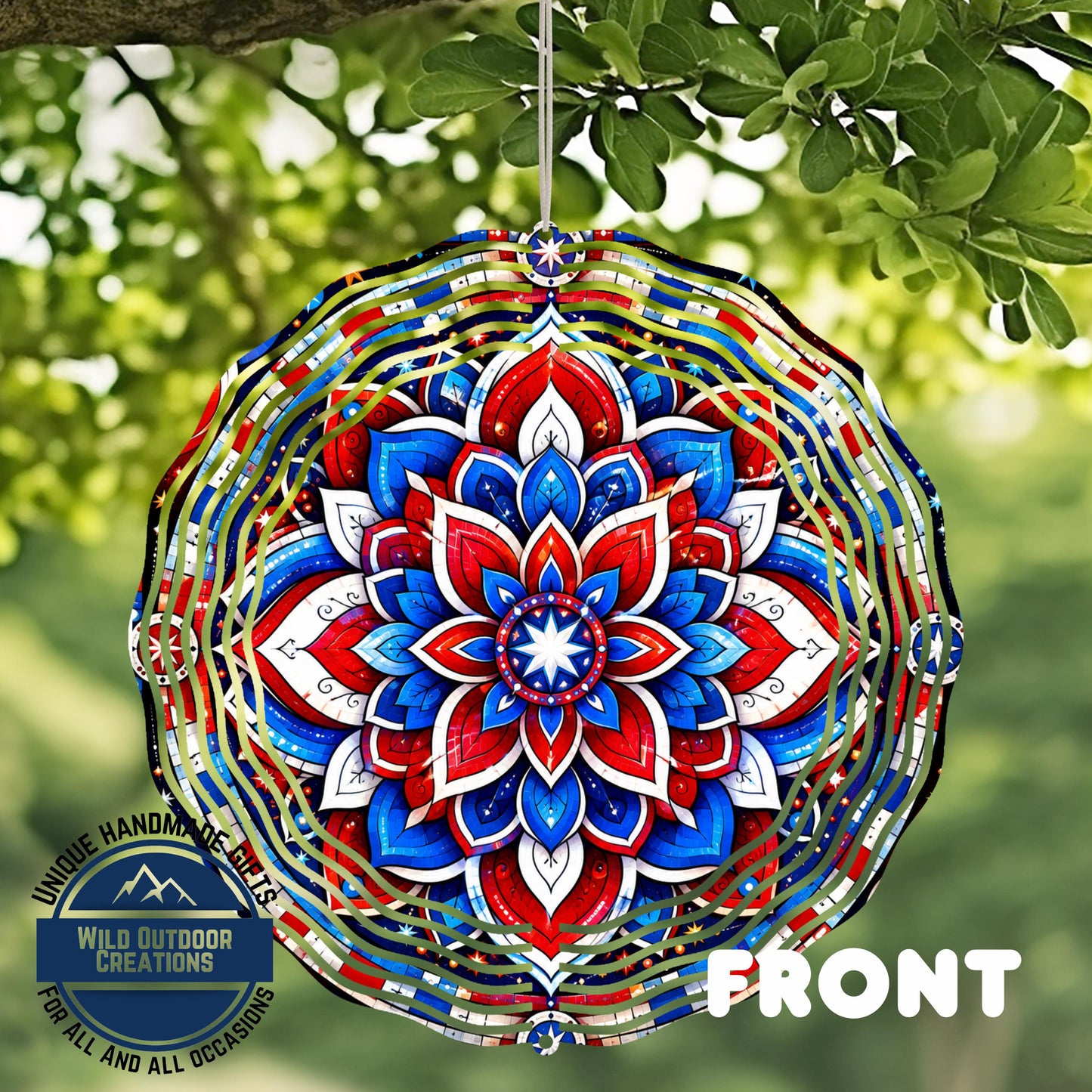 Mandala Wind Spinner: Red White Blue Patriotic Decor