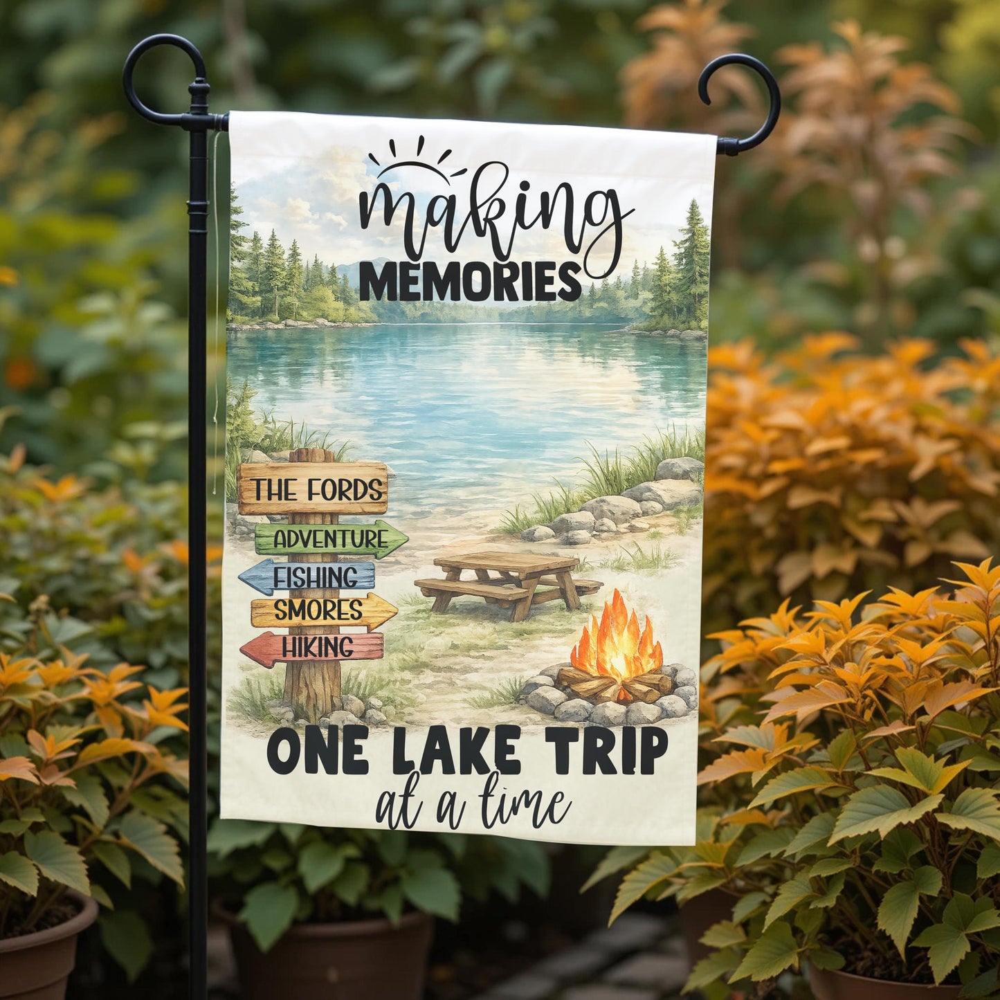 Personalized Lake Flag - Custom Lake Trip Garden Flag 12x18 | UV Protected Double Sided - front and back