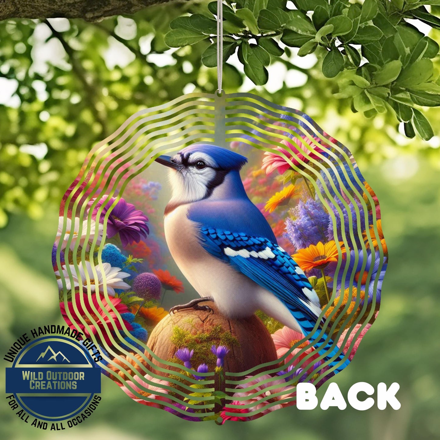 Blue Jay Wind Spinner – 10 Inch Outdoor Wind Spinner with 360 Swivel Hook