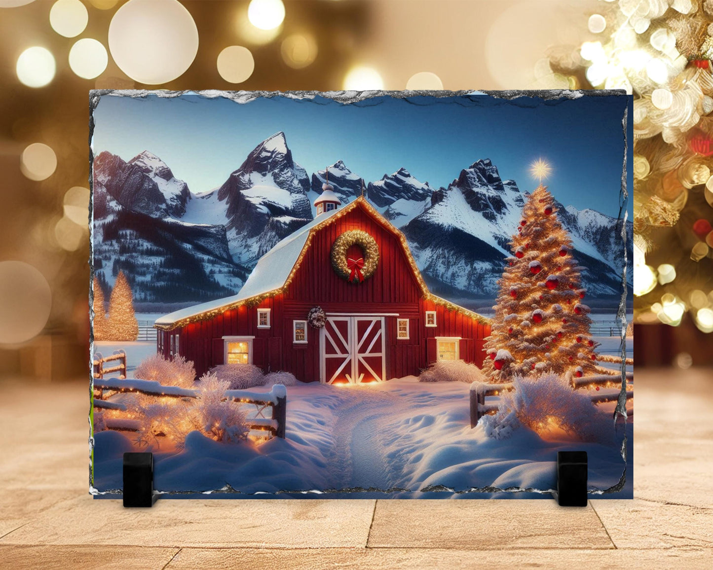 Rustic Slate Christmas Barn Decor for Cozy Holiday Charm