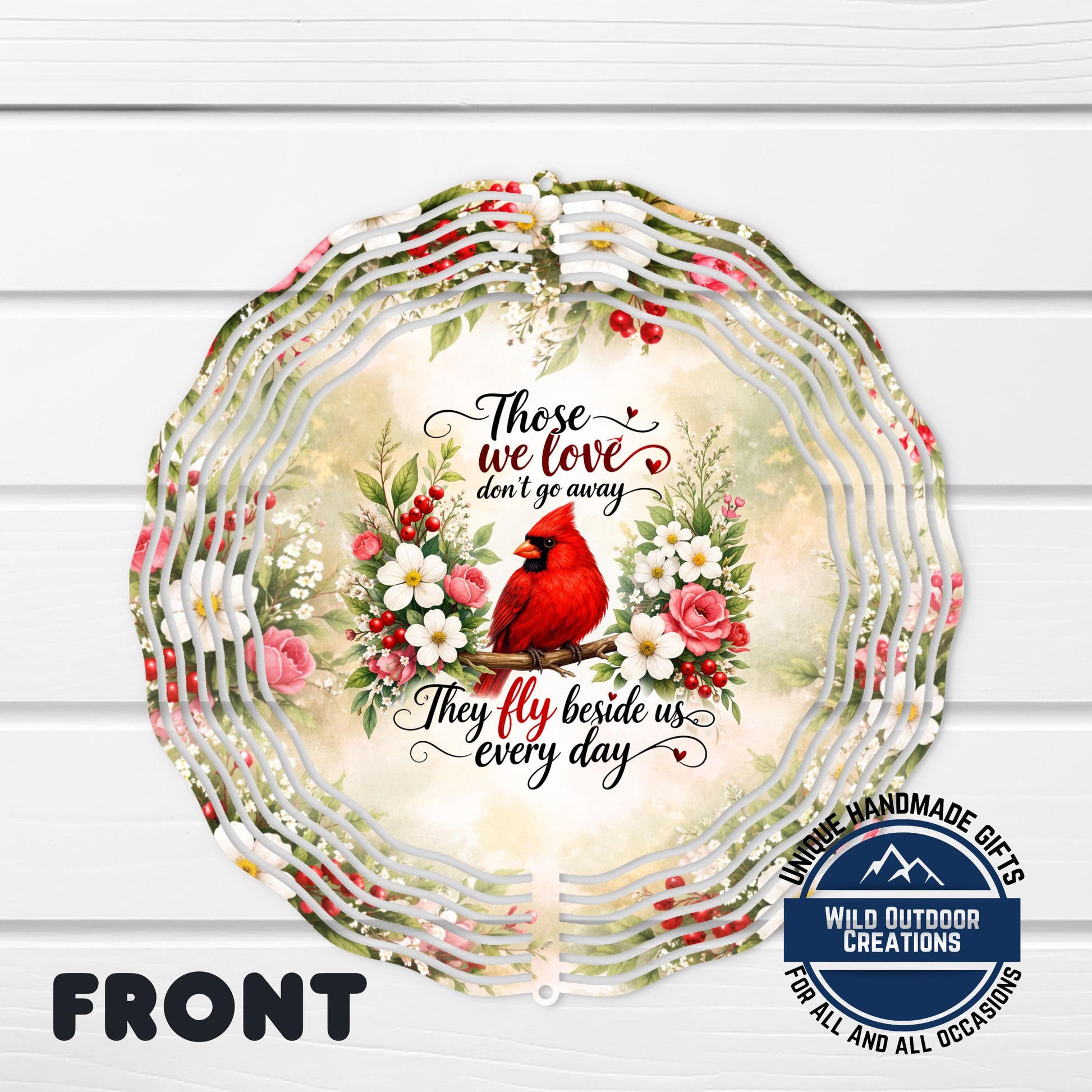 Cardinal Memorial Spinner - Vibrant Red Cardinal Garden Wind Spinner with Dogwood Flowers