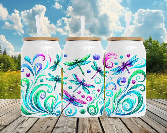Dragonfly Tumbler Gift, Colorful Nature Travel Mug, 16oz Stainless Steel Insulated Cup