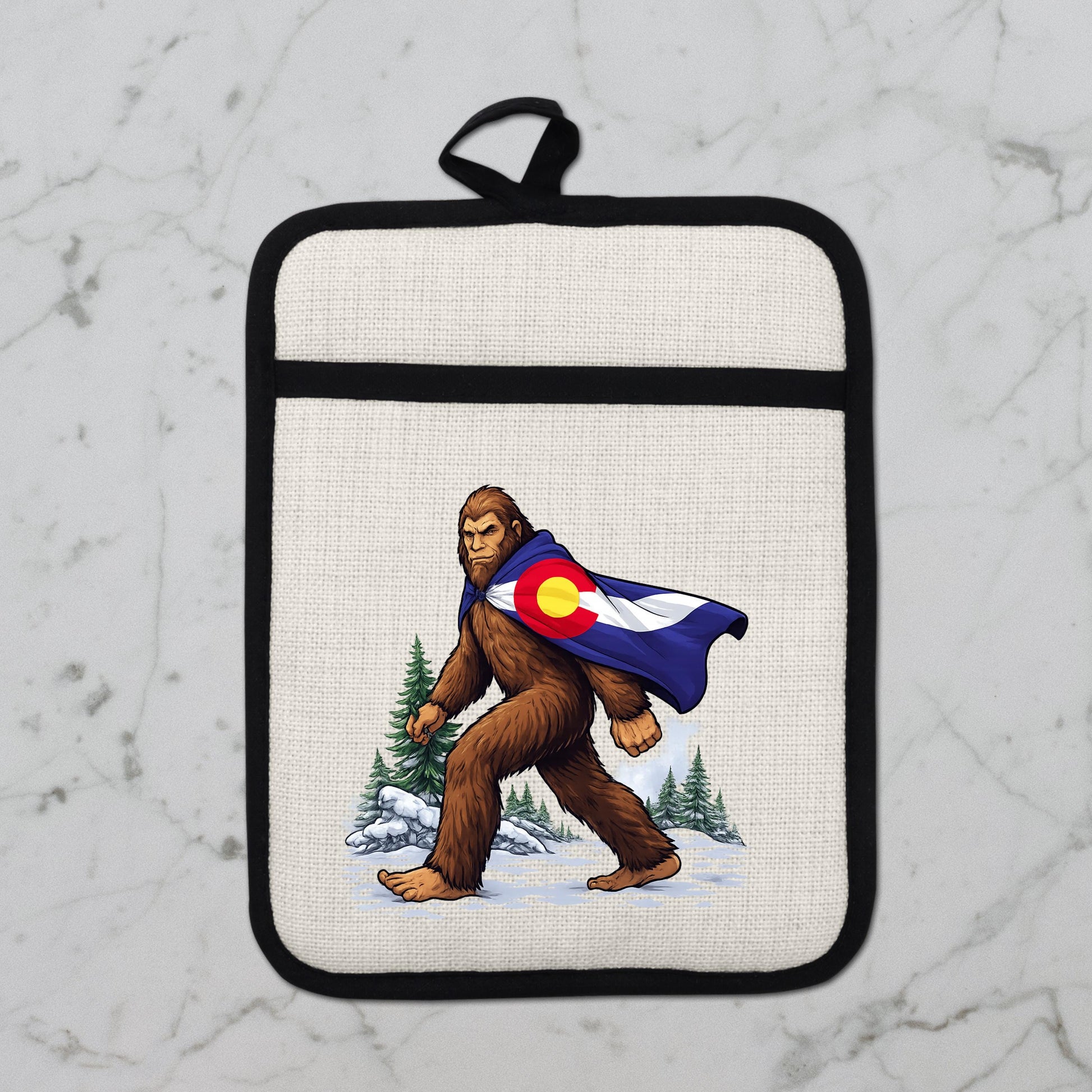 Sasquatch Pot Holder | Colorado Kitchen Decor - Bigfoot Oven Mitt & Heat Resistant Trivet - additional product photo 14