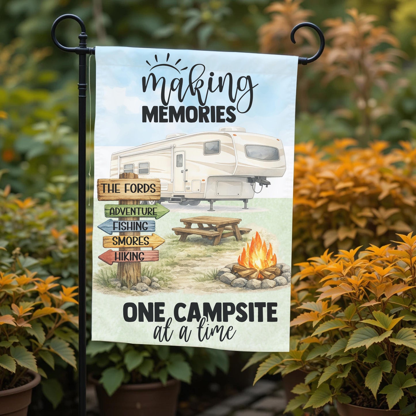Personalized Camping Flag - Custom 5th Wheel Garden Flag 12x18 Weather Resistant - alternate view