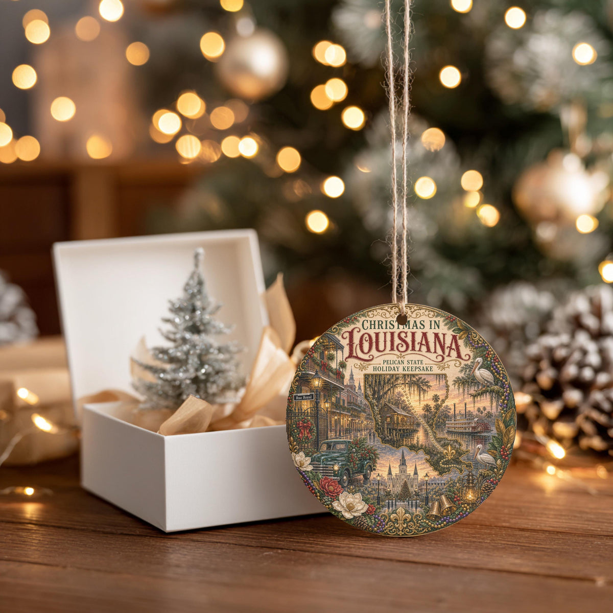 Louisiana Christmas Ornament | French Quarter Ceramic Keepsake