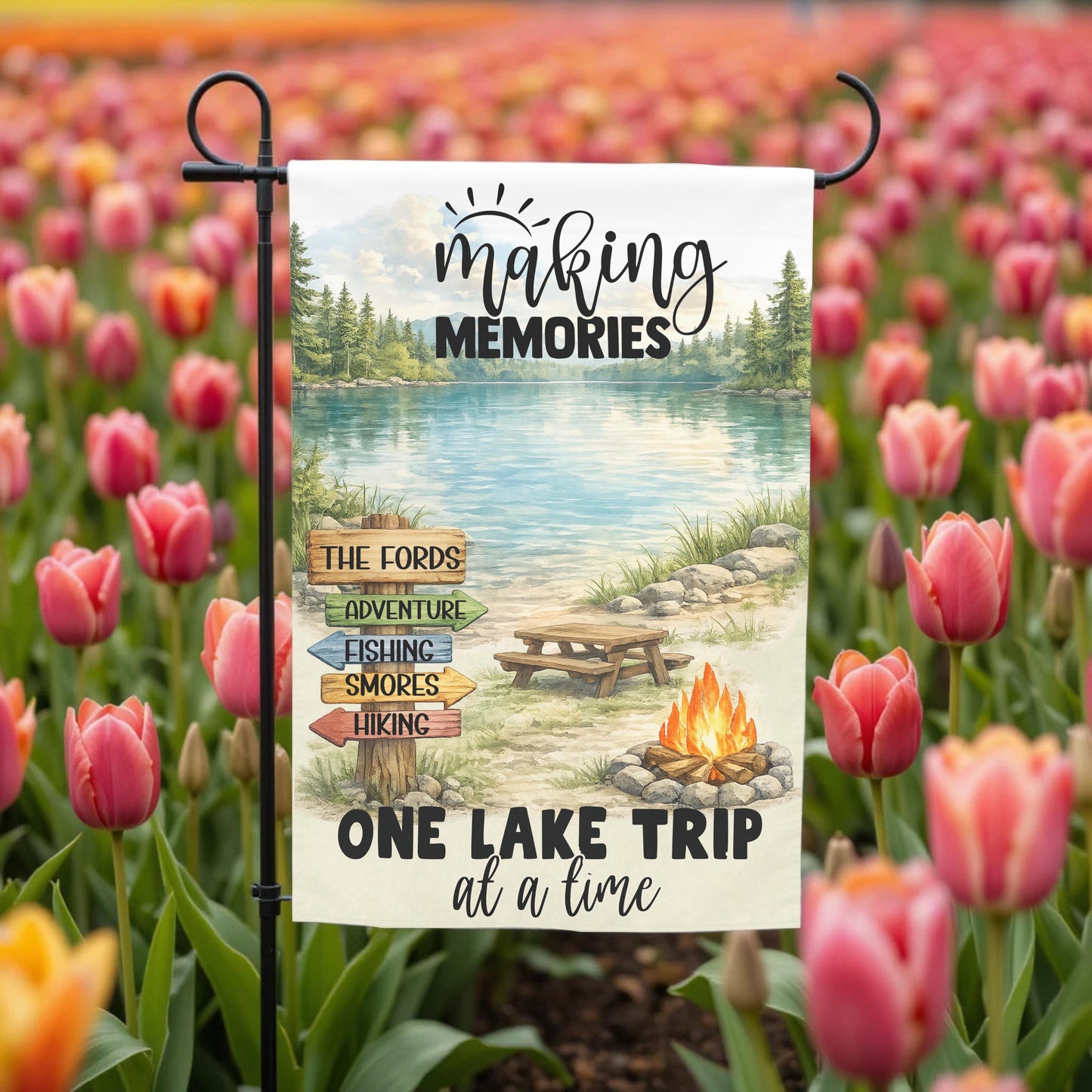 Personalized Lake Flag - Custom Lake Trip Garden Flag 12x18 | UV Protected Double Sided - full product view