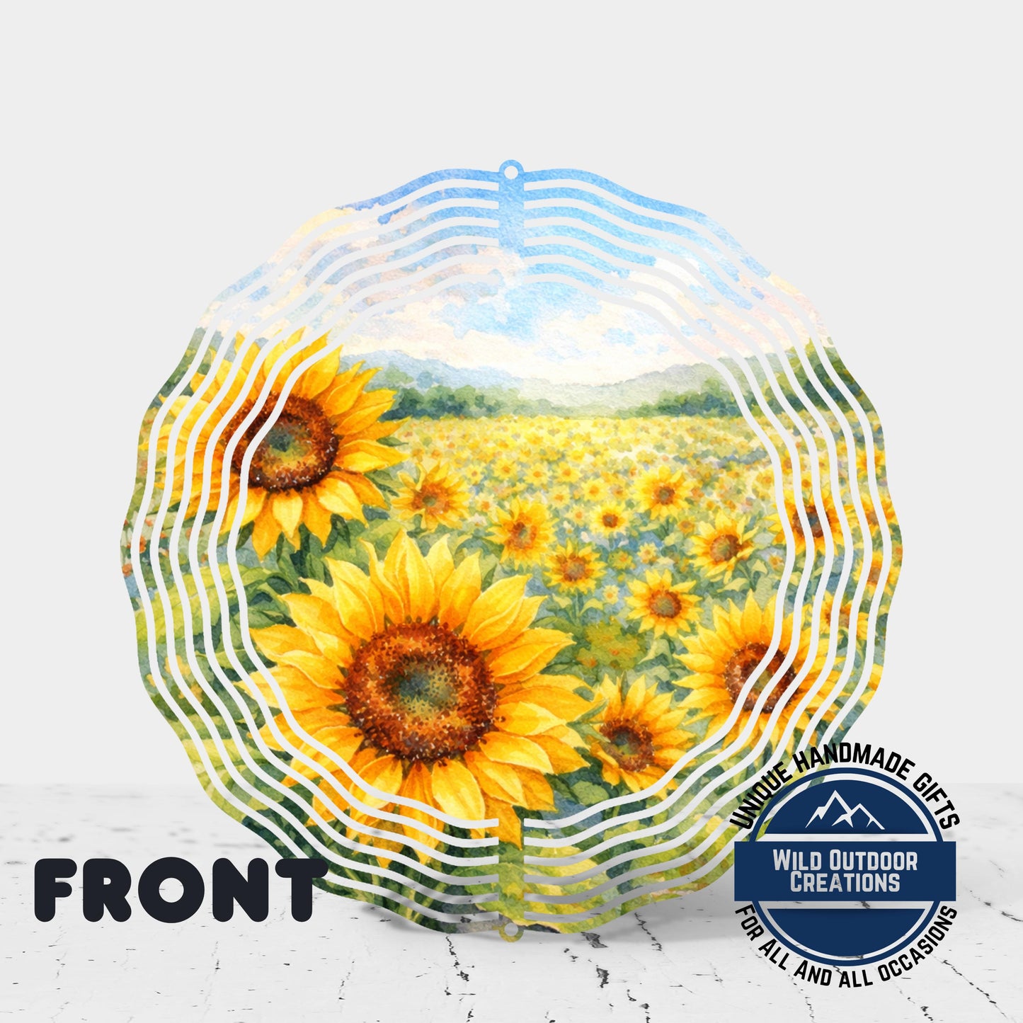 Sunflower Wind Spinner - Double Sided Aluminum Garden Spinner, 10 Inch Patio Hanging Decor