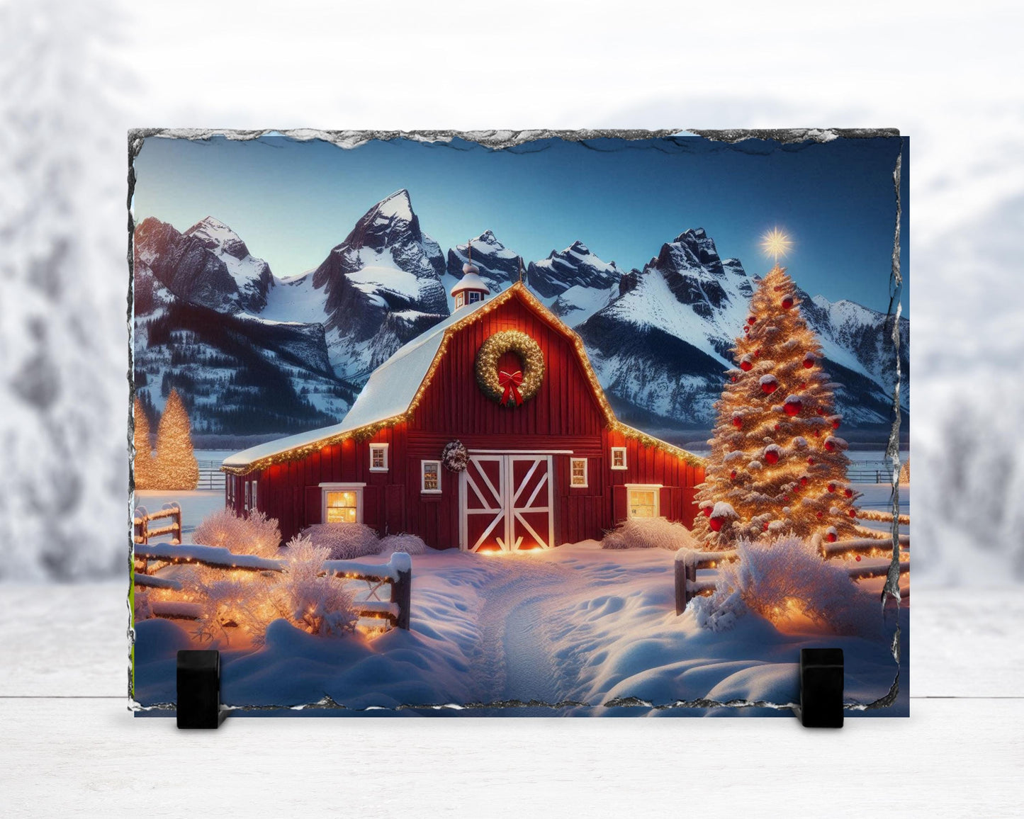 Rustic Slate Christmas Barn Decor for Cozy Holiday Charm