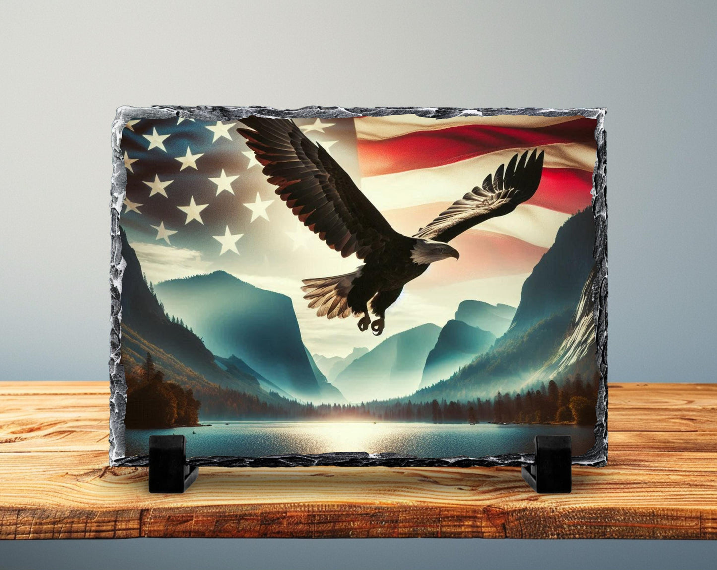 Bald Eagle Slate Sign – American Flag Art | Rustic Americana Style Decor