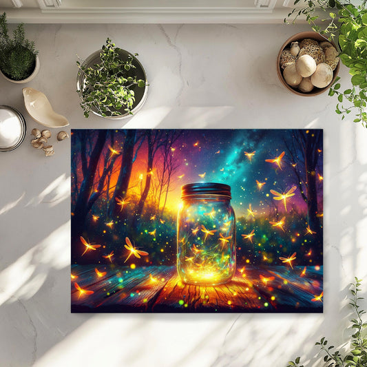 Firefly Mason Jar Glass Cutting Board, Nature-Inspired Housewarming Gift,