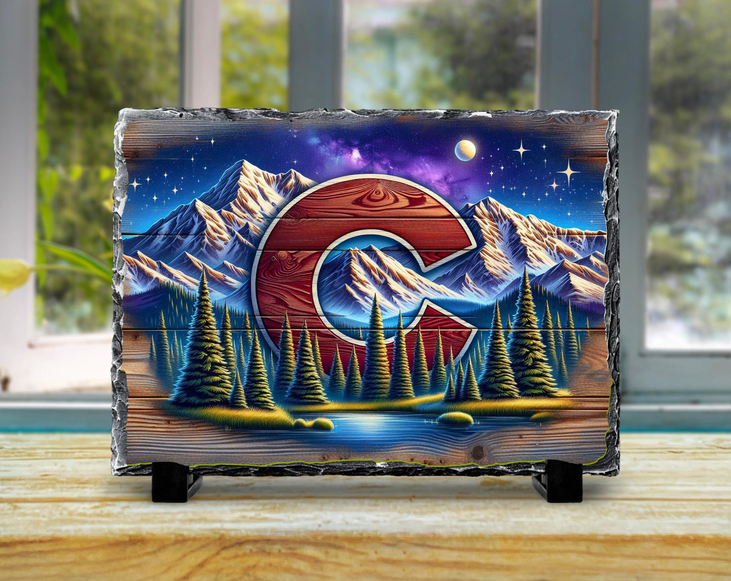 Colorado Slate Sign - Rustic Holiday Decor | Handcrafted Natural Slate Stone - packaging and presentation