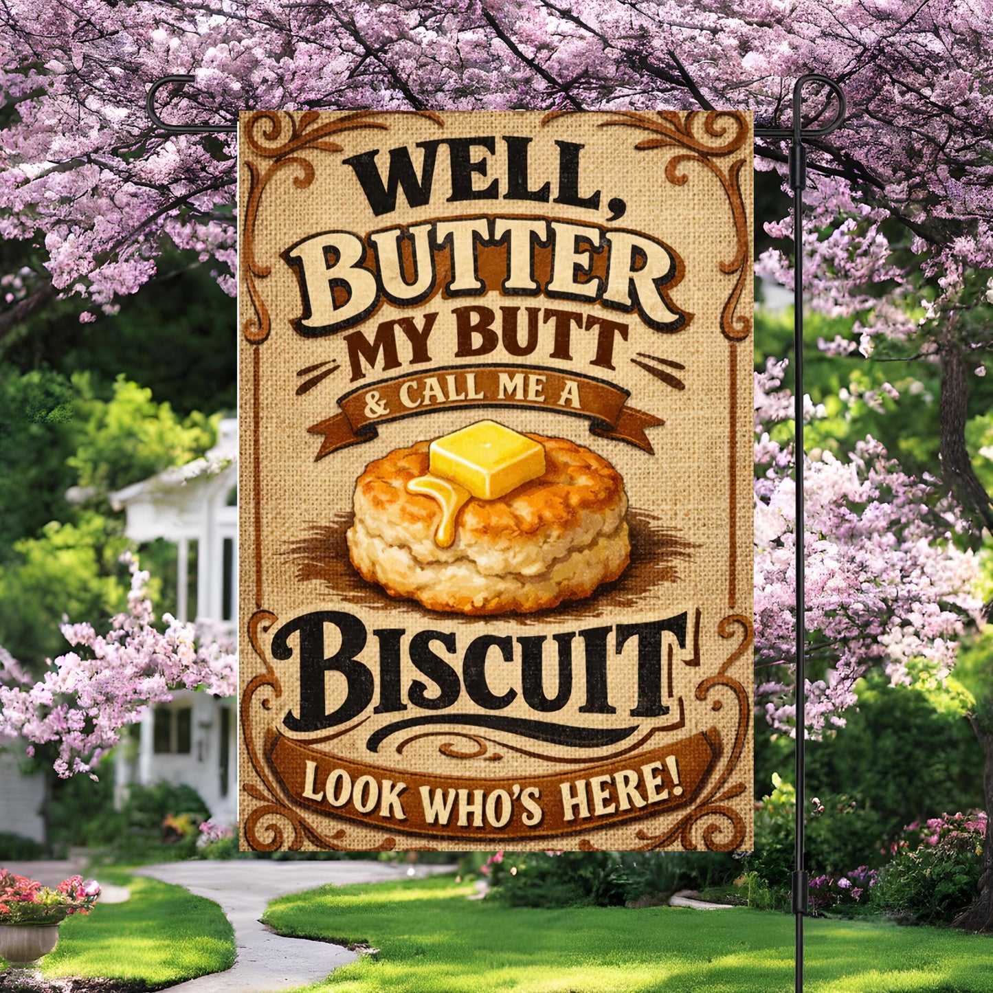 Southern Garden Flag – Funny Biscuit Flag Gift | Farmhouse Decor, UV Protected - product dimensions and specifications