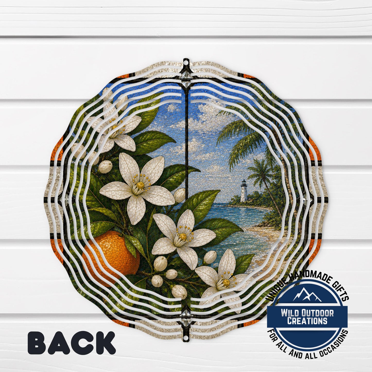 Orange Blossom Wind Spinner - Florida State Flower Aluminum Outdoor Garden Decor
