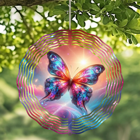 Double-Sided Metal Butterfly Wind Spinner - Whimsical Garden Art Decor