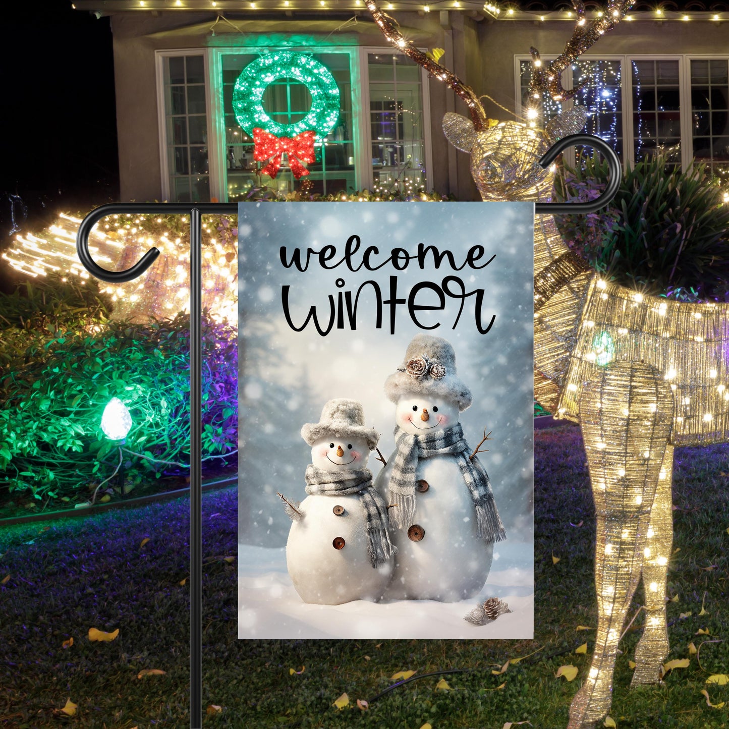 Winter Welcome Snowman Garden Flag - Double-Sided 12x18 Inches for Festive Outdoor Decor