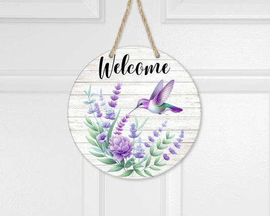 Hummingbird and Floral Aluminum Door Wreath, Hummingbird Welcome Sign, Unique Gifts for Sisters, Front Porch Decor, New Home Gift, Nature