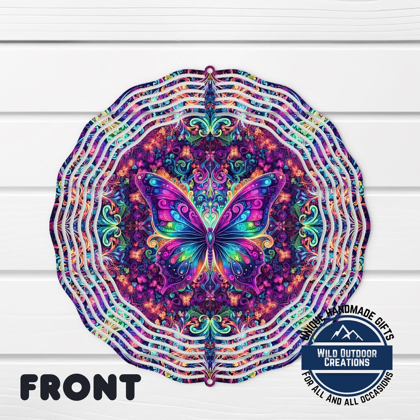 Psychedelic Butterfly Spinner - 10 Inch Outdoor Wind Spinner with 360° Swivel Hook