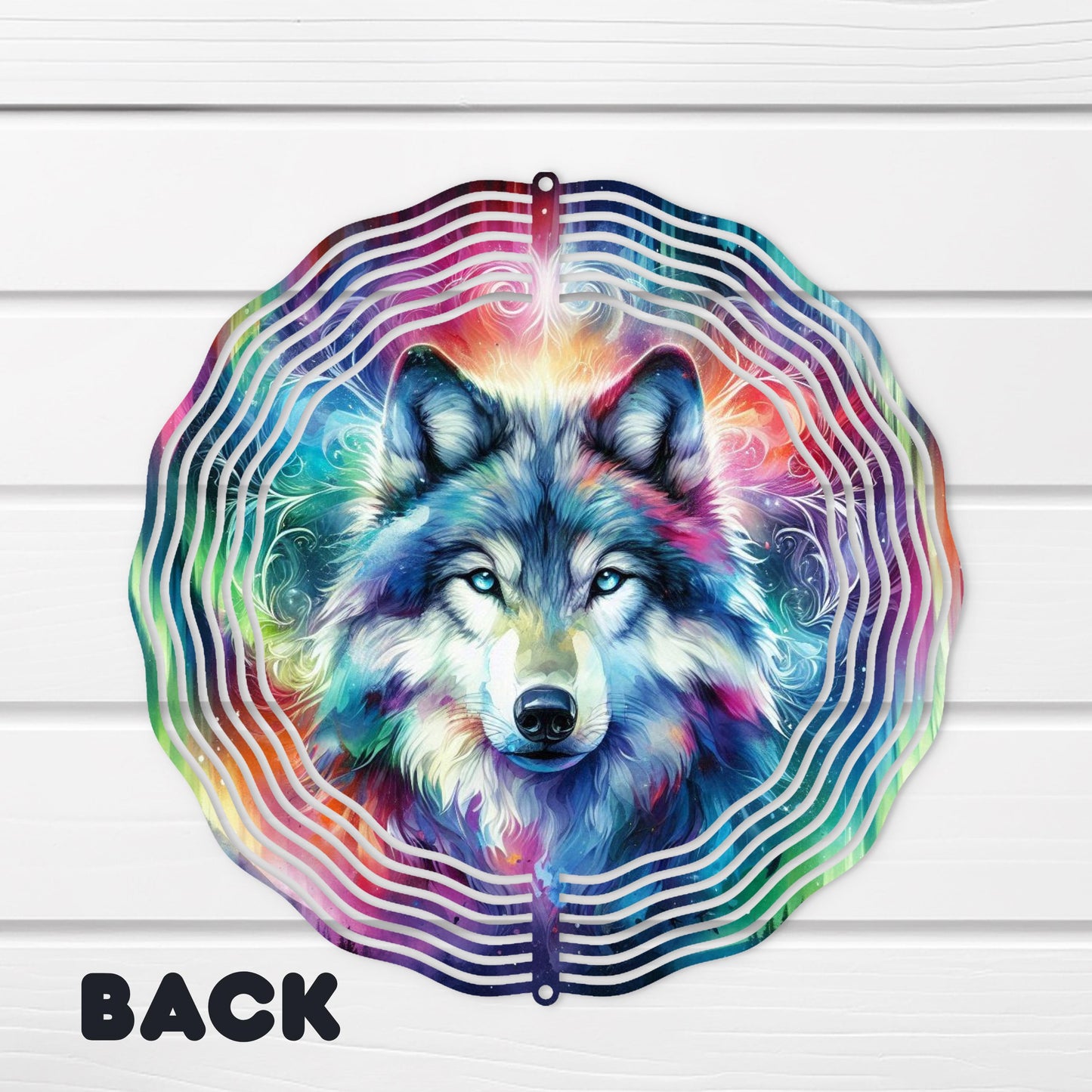 Wolf Head Wind Spinner  Double-Sided UV Resistant Outdoor Art for Northern Lights Decor