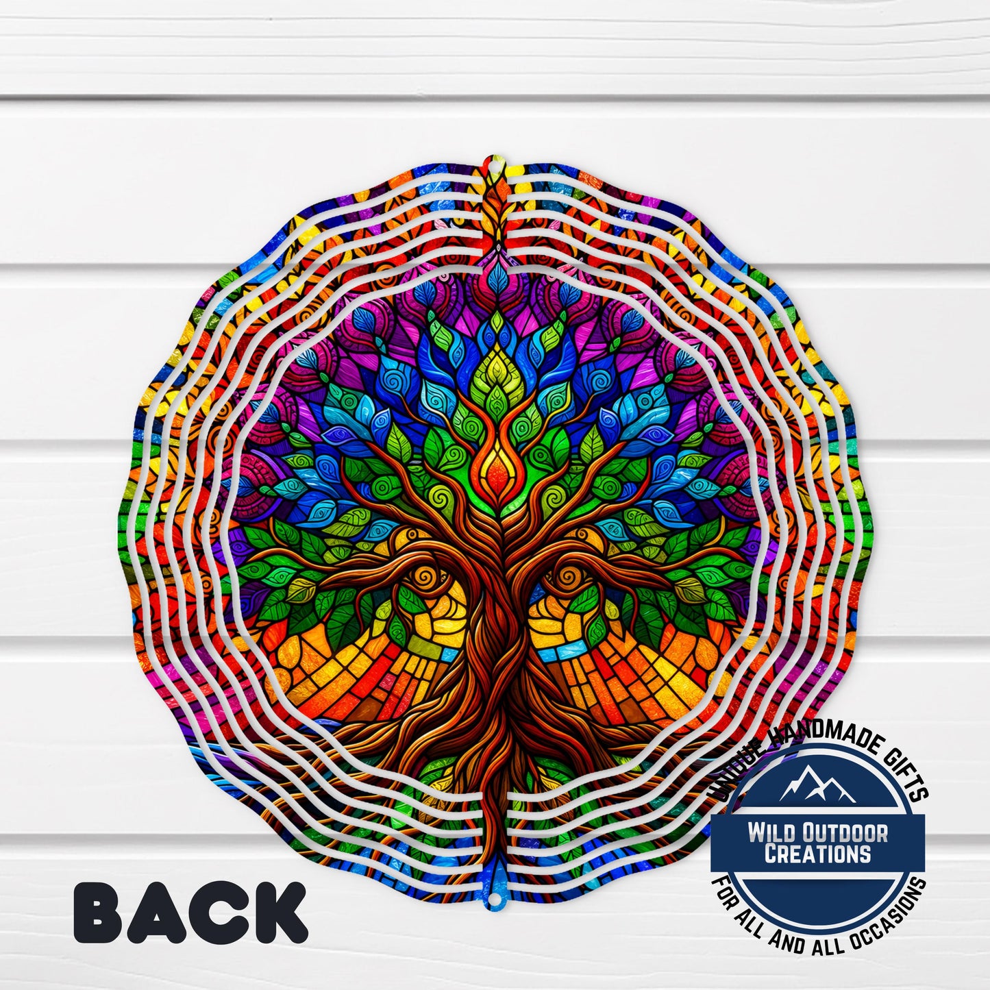 Rainbow Tree Wind Spinner Colorful Tree Of Life Aluminum Garden Decor Spinner