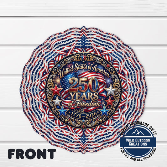 USA 250th Anniversary Wind Spinner – Patriotic Garden Decor | Aluminum Outdoor Spinner