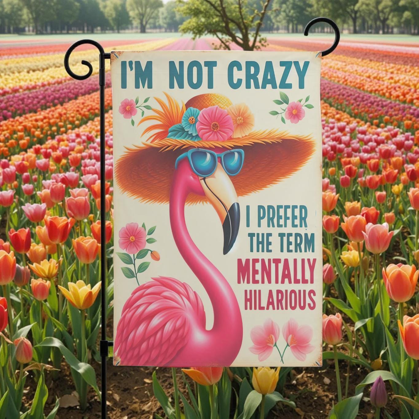 Funny Flamingo Flag – Sassy Garden Decor With Mentally Hilarious Pink Flamingo Design - packaging and presentation