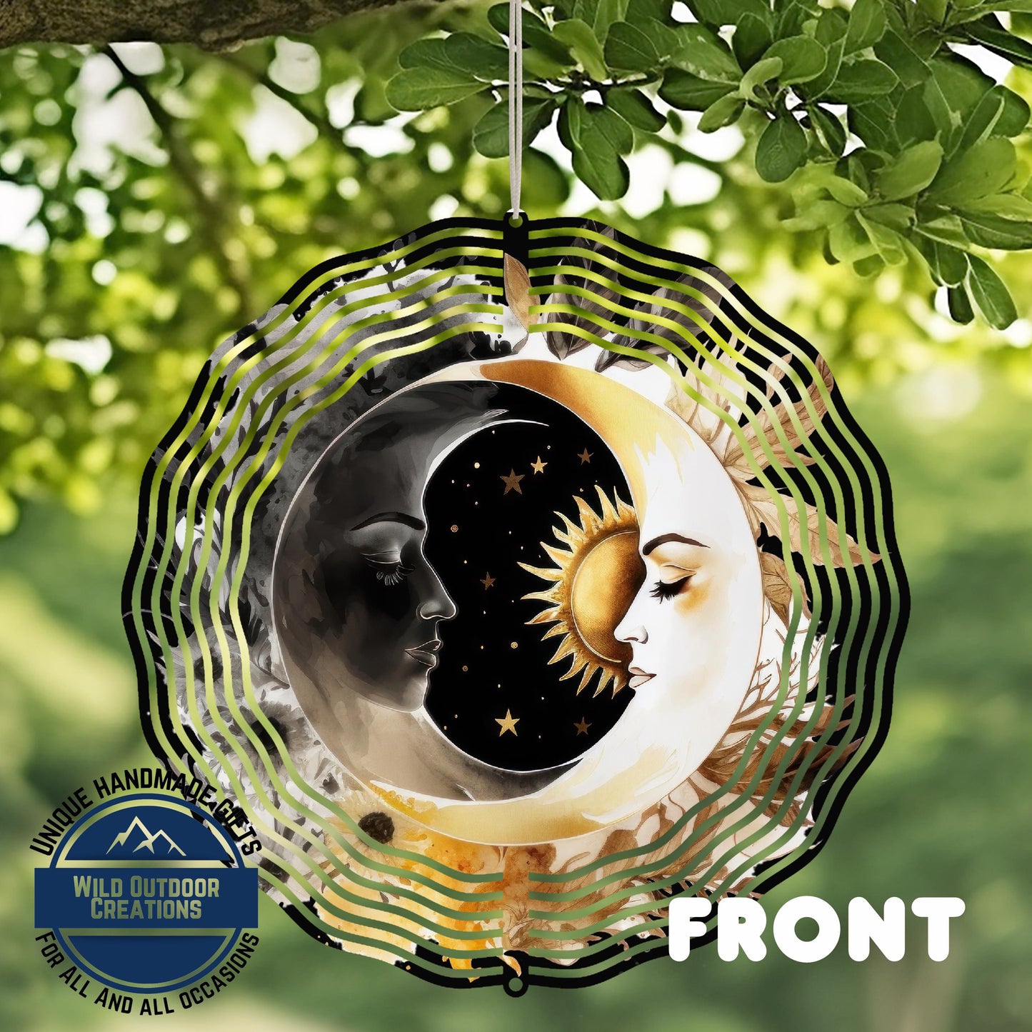 Sun Moon Wind Spinner – Aluminum Double-Sided Celestial Garden Decor Gift