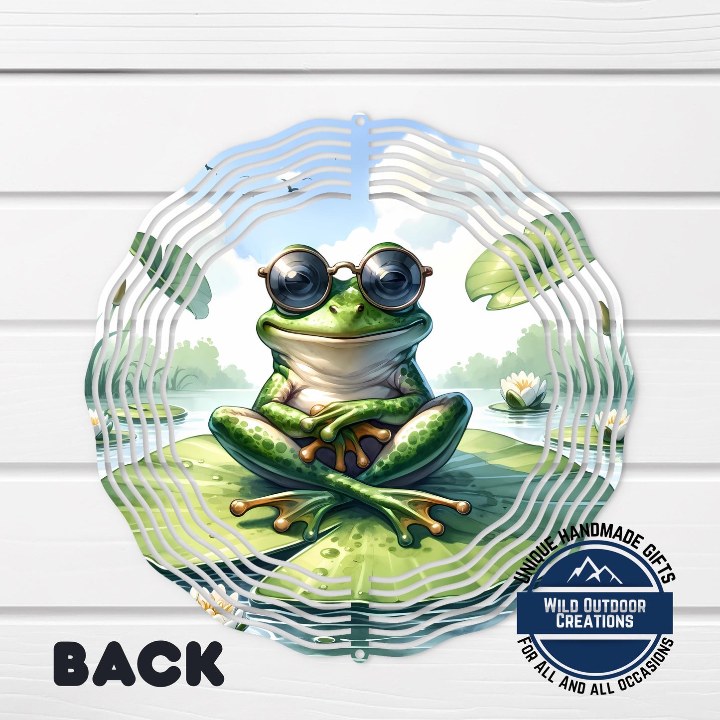 Frog Garden Spinner - 10 Inch Aluminum Wind Spinner with 360 Swivel | Colorful Garden Art - alternate view
