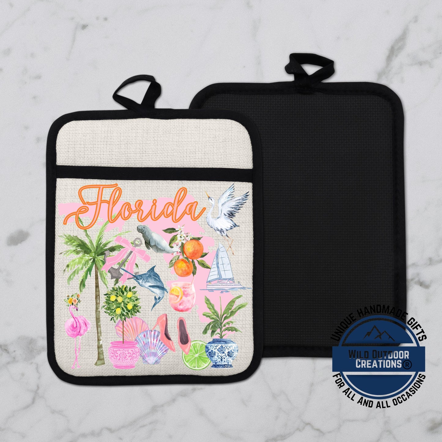 Florida Pot Holder – Non Slip Silicone Pocket Potholder | Coastal Kitchen Gift