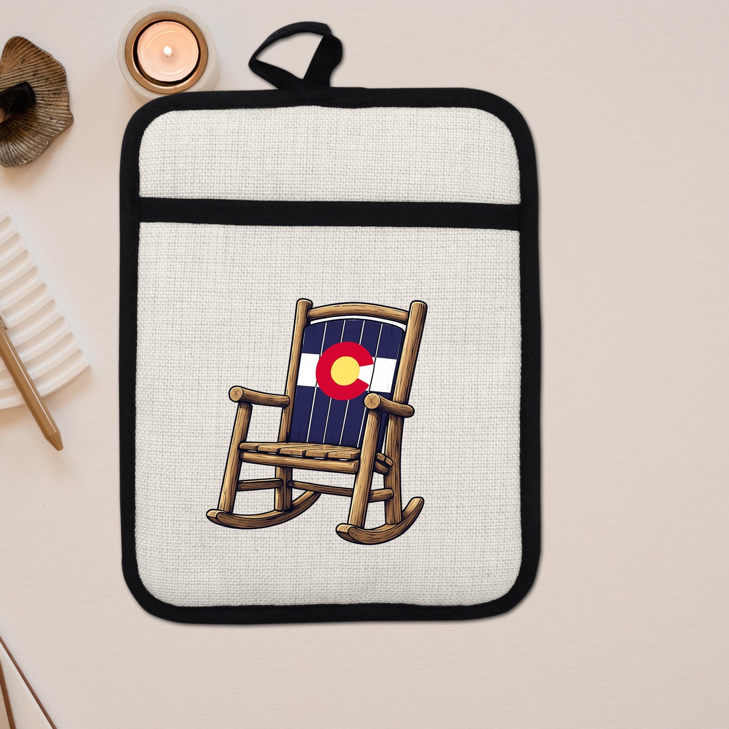 Colorado Kitchen Pot Holder - Silicone Trivet, Rustic Farmhouse Style Heat Resistant