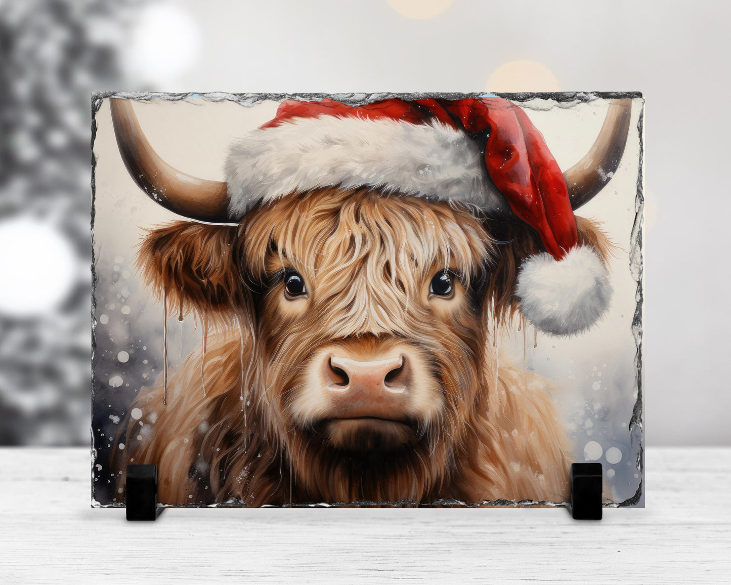 Highland Cow Slate Sign - Rustic Farmhouse Christmas Decor for Holiday Cheer