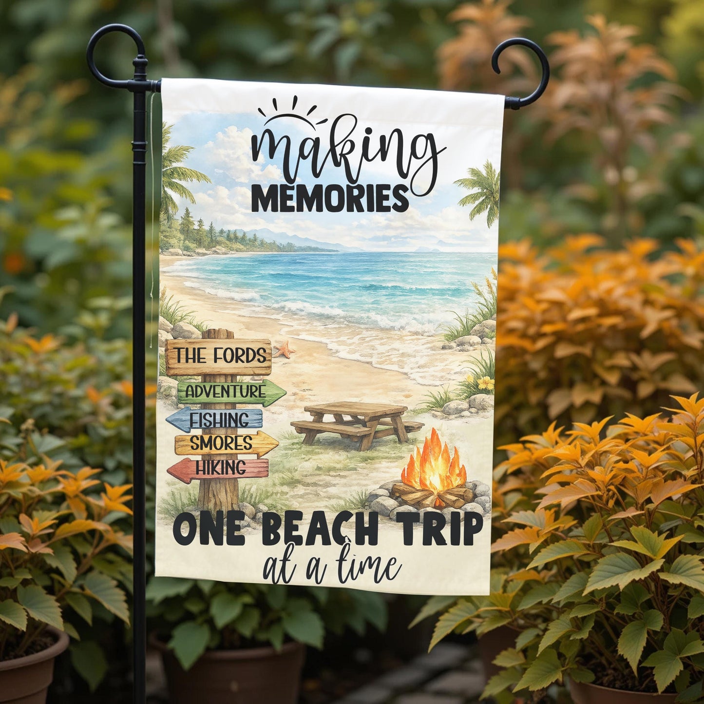 Personalized Beach Garden Flag – Coastal Summer Decor | Double Sided 12x18 - additional angle