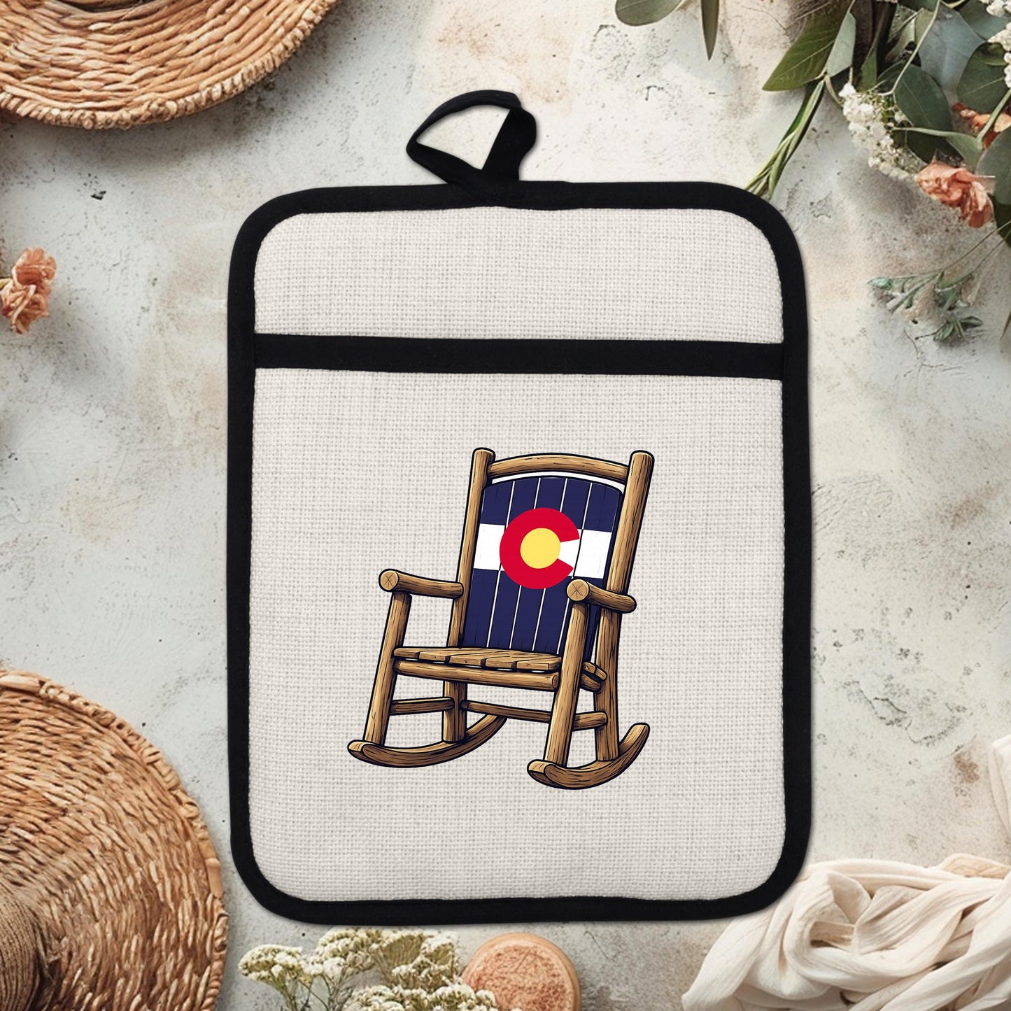 Colorado Kitchen Pot Holder - Silicone Trivet, Rustic Farmhouse Style Heat Resistant