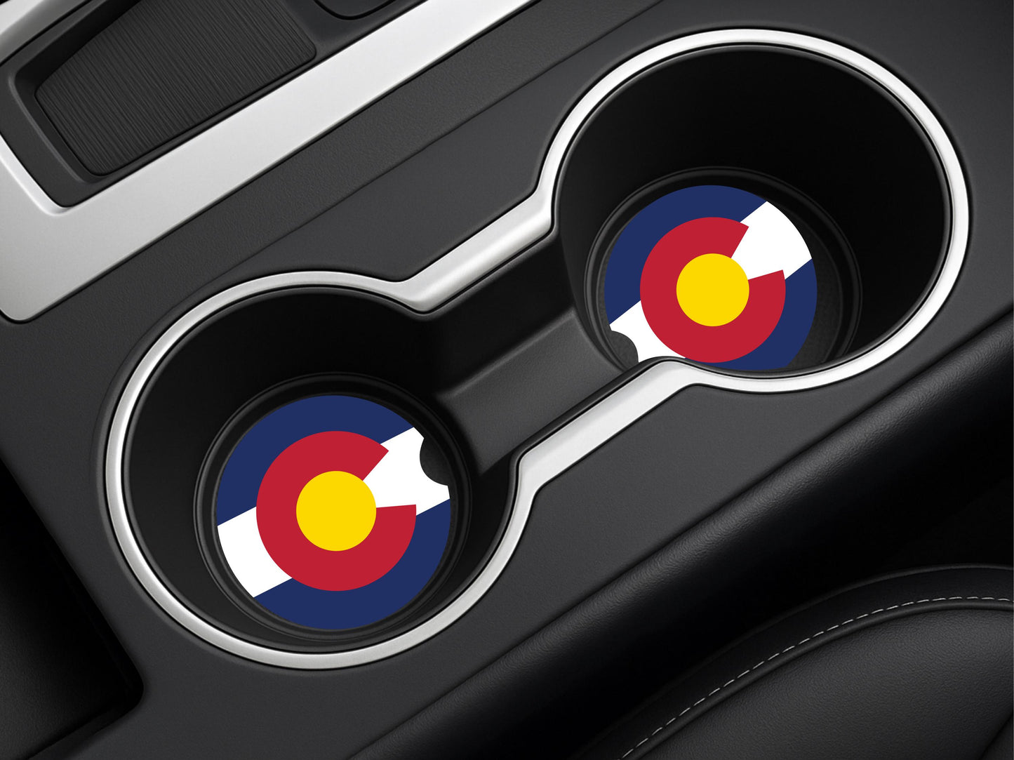 Colorado Circle Logo Sandstone Car Coasters, Unique Gifts for Him, Car Cup Holder