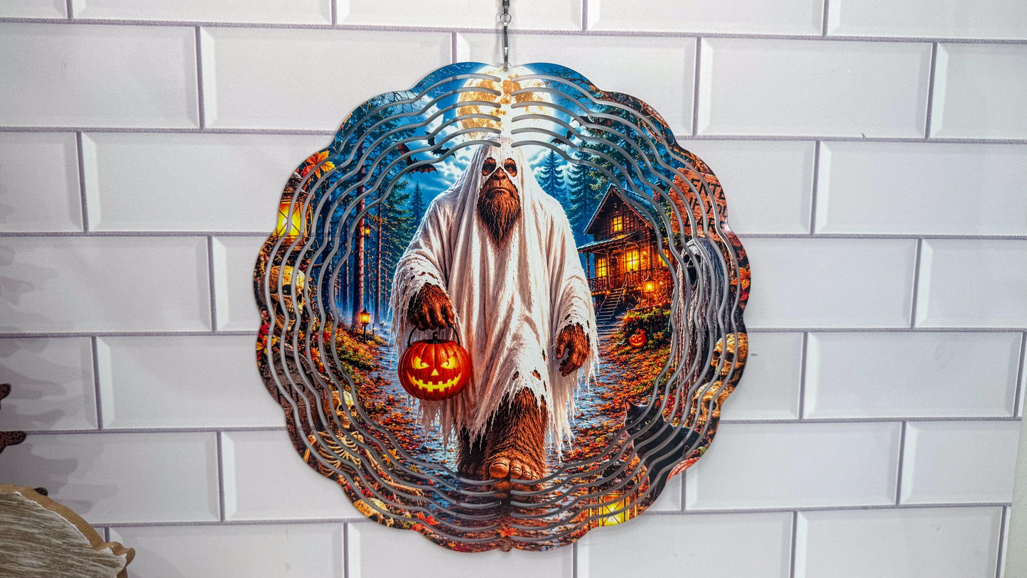 Ghost Wind Spinner, Bigfoot As Ghost, 10 Inch, 360 Swivel Decor