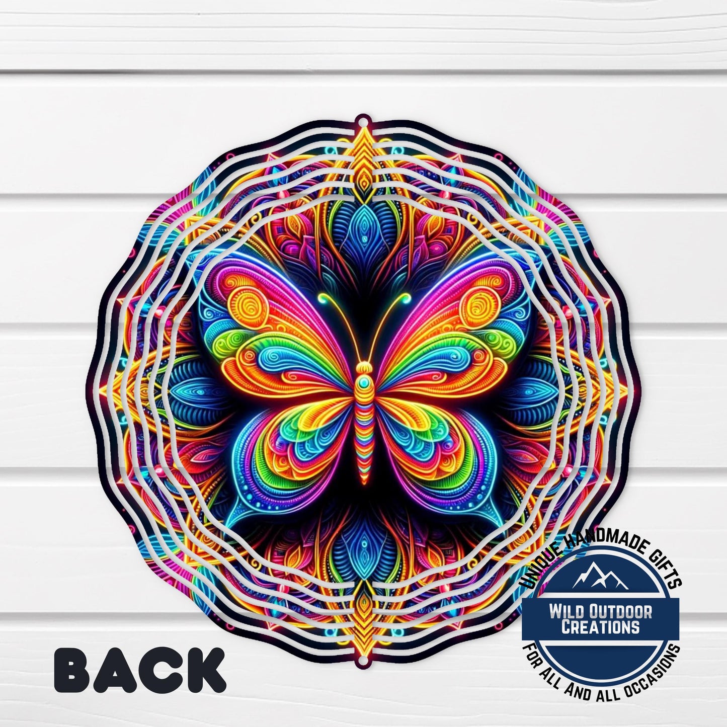 Butterfly Wind Spinner - Neon Rainbow Outdoor Garden Decor with 360° Swivel Hook